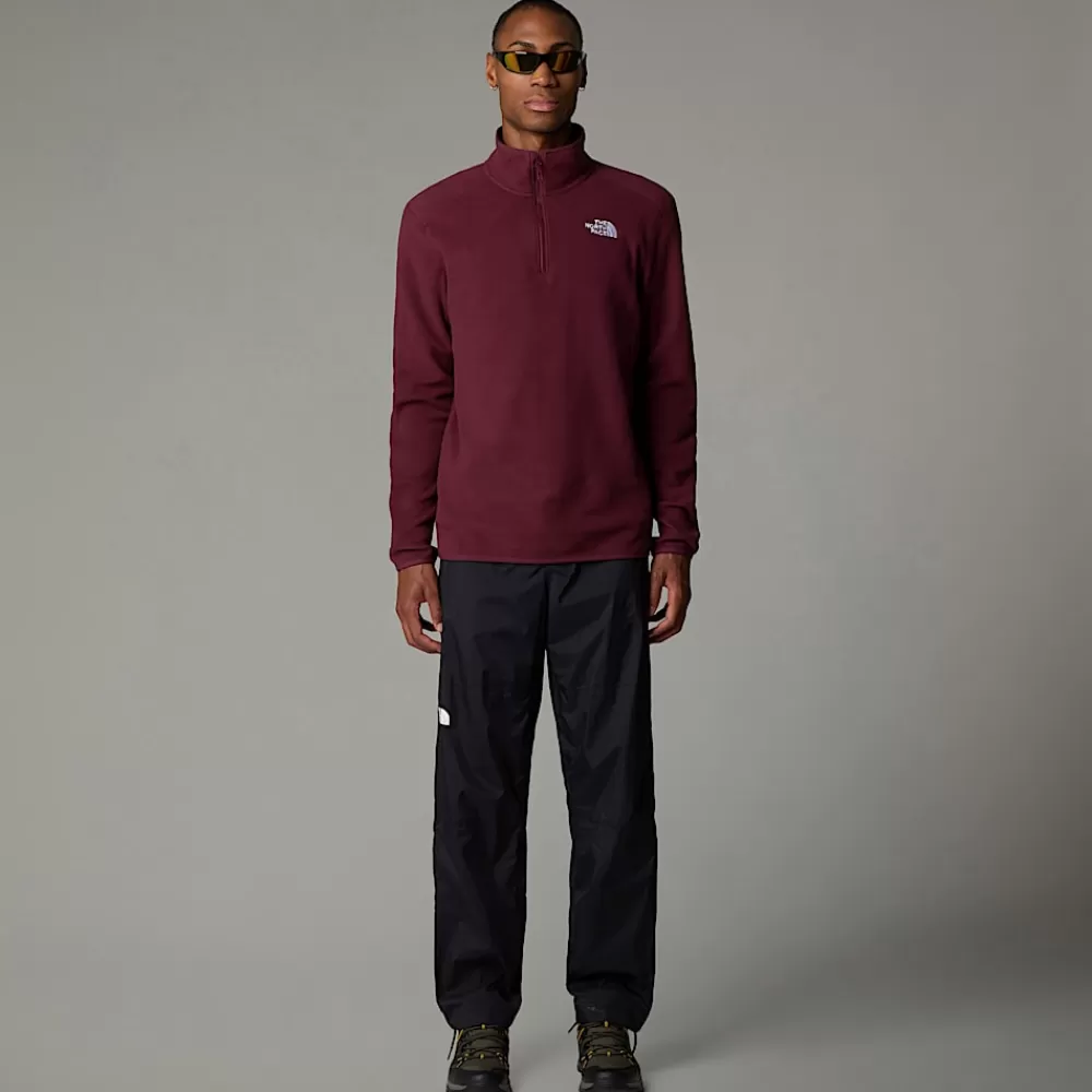 The North Face Fleecetrøjer Og Pullovers^100 Glacier Fleece Med Kvart Lynlås Til Herrer Alpine Plum