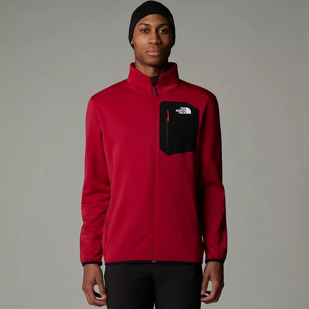 The North Face Fleecetrøjer Og Pullovers^Crest Fleece Med Lynlås Til Herrer Garnet Red-TNF Black