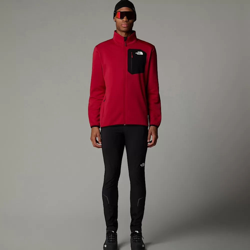 The North Face Fleecetrøjer Og Pullovers^Crest Fleece Med Lynlås Til Herrer Garnet Red-TNF Black