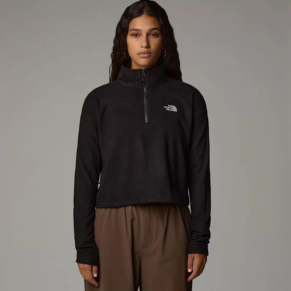 The North Face Fleecetrøjer Og Pullovers^Cropped 100 Glacier Fleece Med Kvart Lynlås Til Damer TNF Black-NPF