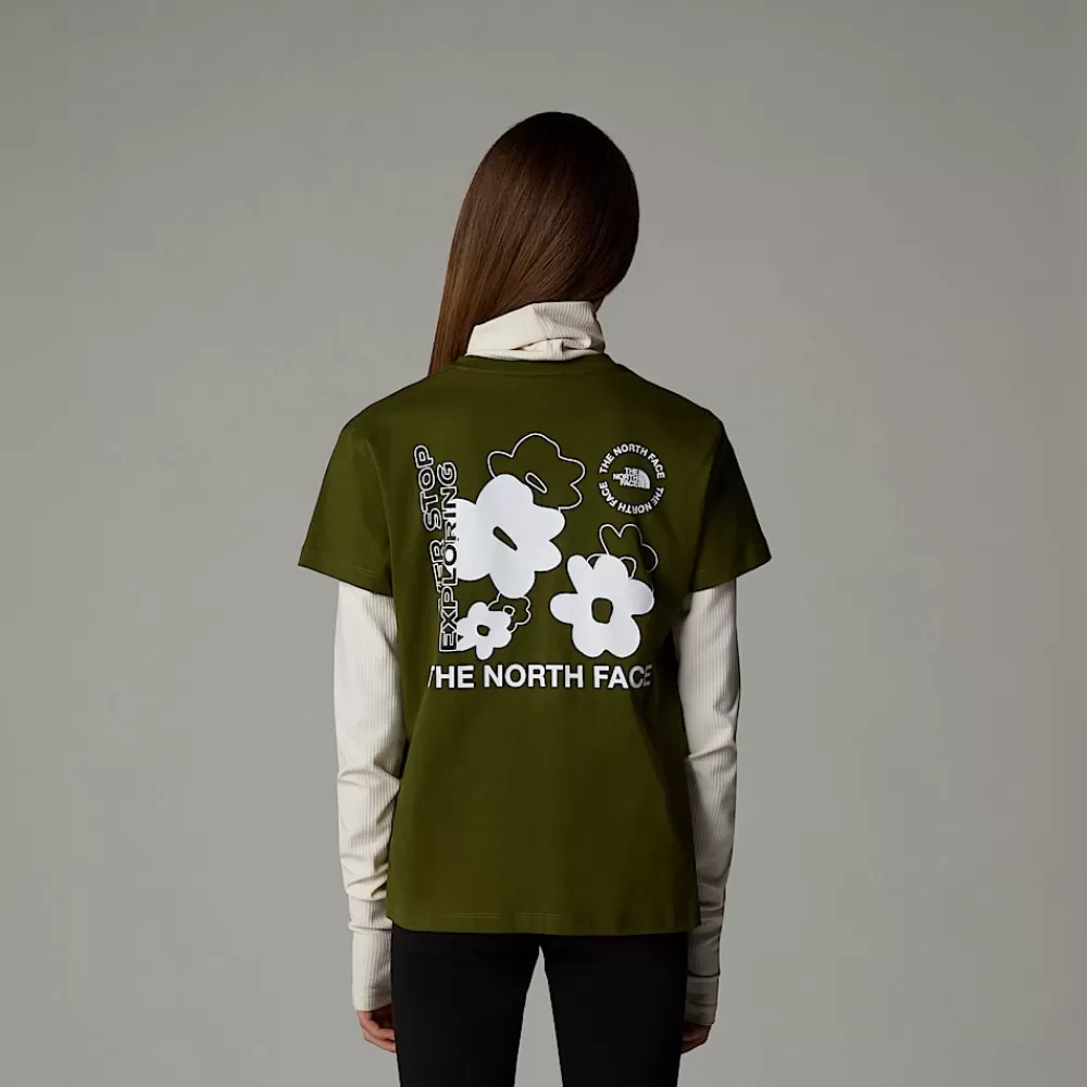 The North Face T-Shirts Og Braletter^Flower Graphic Relaxed T-shirt Til Piger Forest Olive