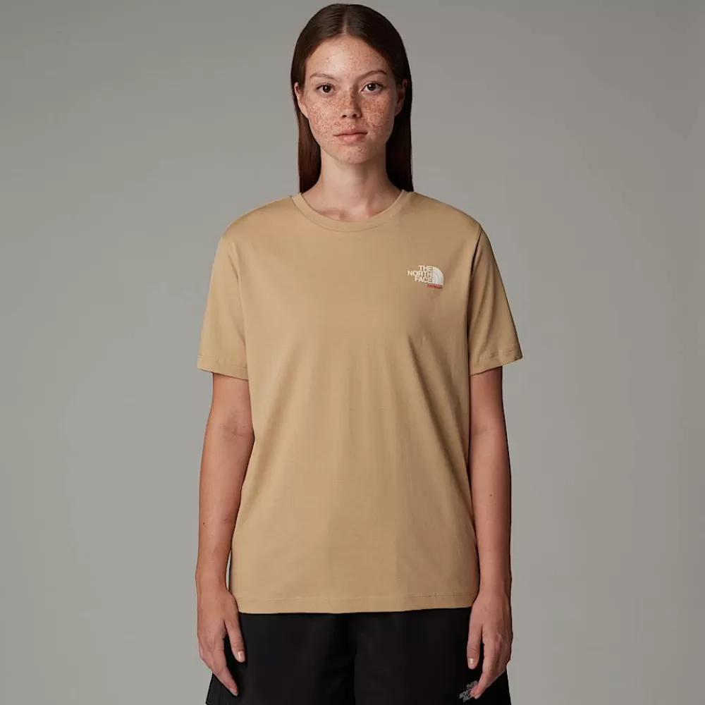 The North Face T-Shirts Og Trøjer^Germany Redbox T-shirt Til Damer Khaki Stone - TNF Red - White Dune