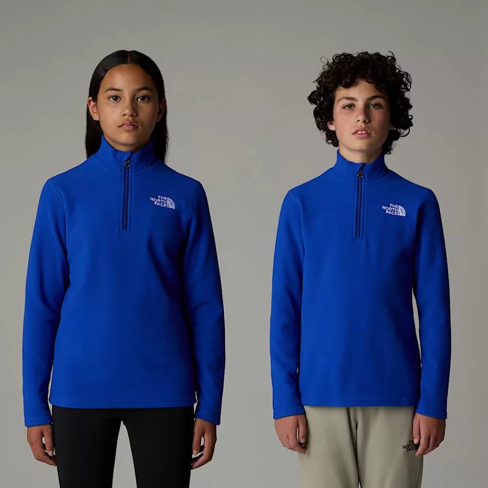 The North Face Fleecetrøjer Og Hættetrøjer | Fleecetrøjer Og Hættetrøjer^Glacier Fleece Med Kvart Lynlås Til Unge TNF Blue