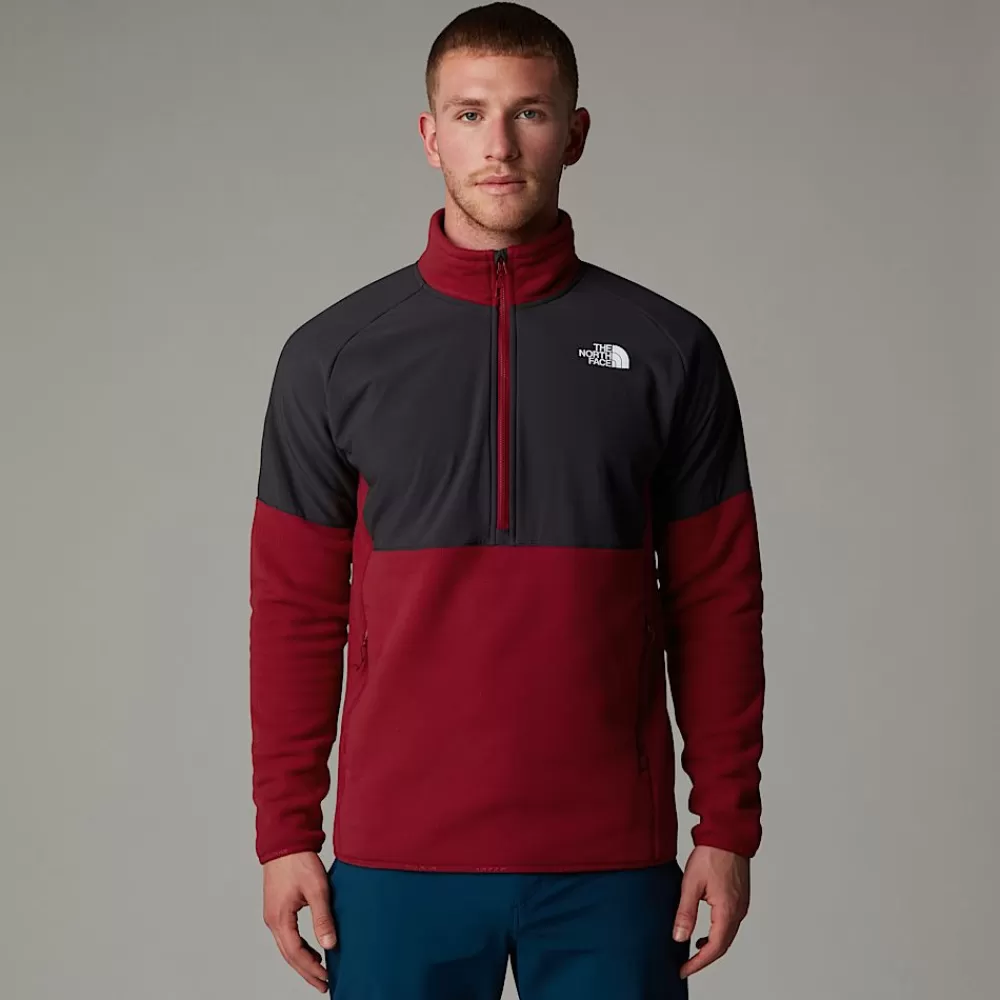 The North Face Fleecetrøjer Og Pullovers^Glacier Heavyweight Fleece Med Halv Lynlås Til Herrer Garnet Red-Asphalt Grey