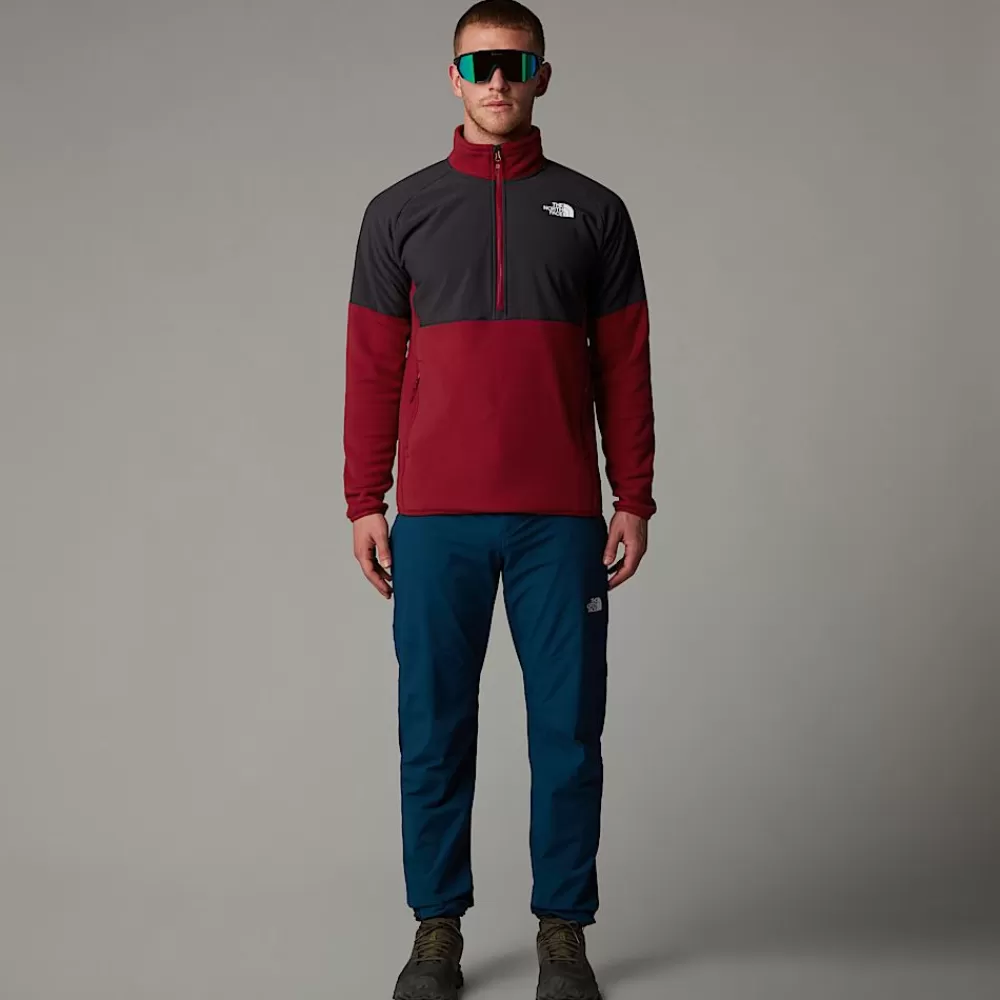 The North Face Fleecetrøjer Og Pullovers^Glacier Heavyweight Fleece Med Halv Lynlås Til Herrer Garnet Red-Asphalt Grey