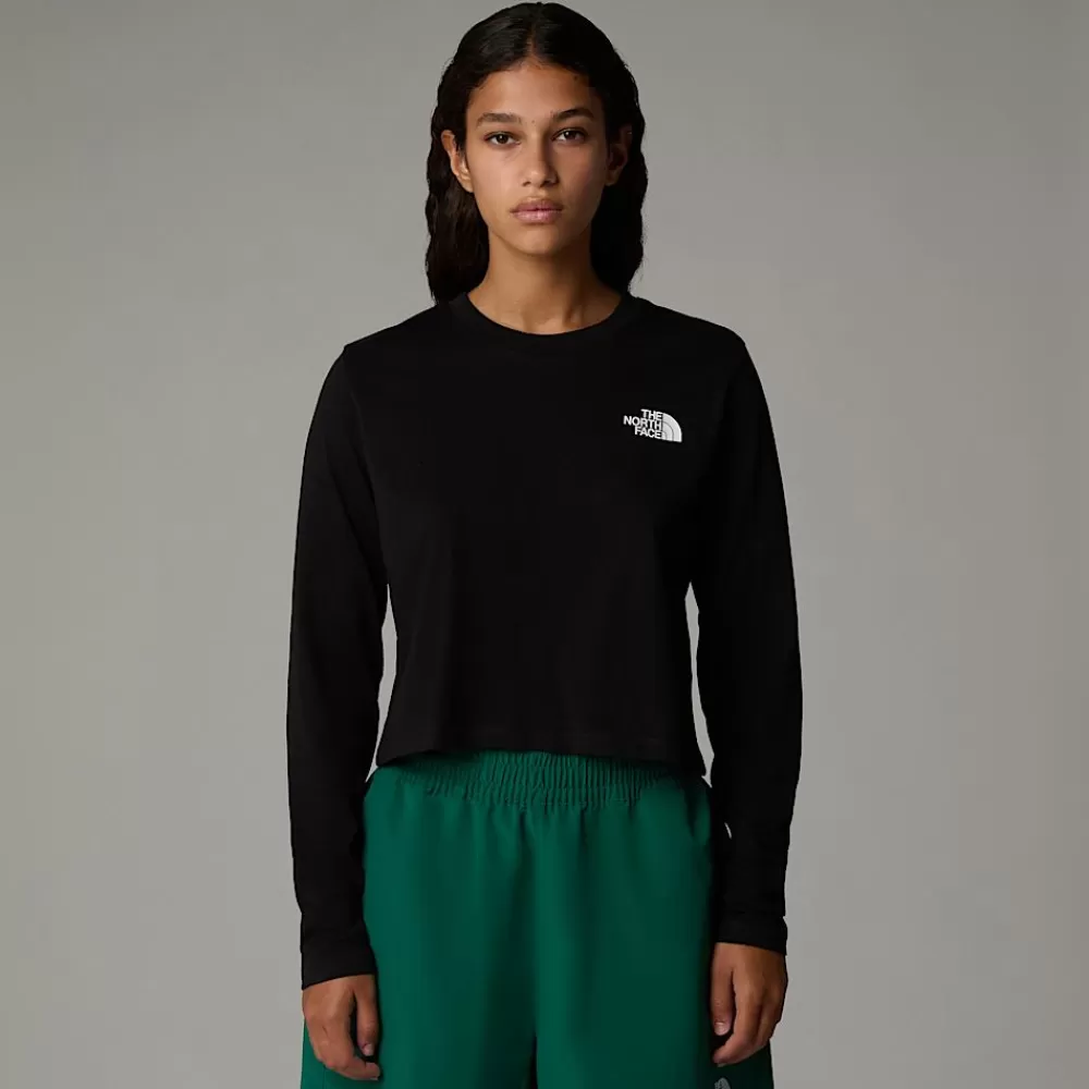 The North Face T-Shirts Og Trøjer^Langærmet Cropped Simple Dome T-shirt Til Damer TNF Black