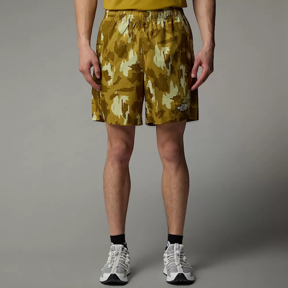 The North Face Shorts^Mountain Athletics 24/7 7" Shorts Med Tryk Til Herrer Amber Green Painted Mountains Print