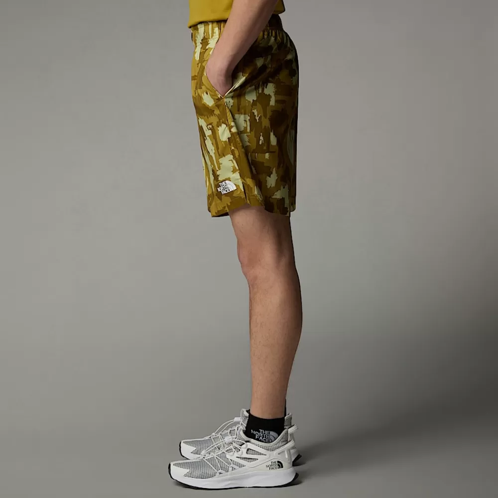 The North Face Shorts^Mountain Athletics 24/7 7" Shorts Med Tryk Til Herrer Amber Green Painted Mountains Print