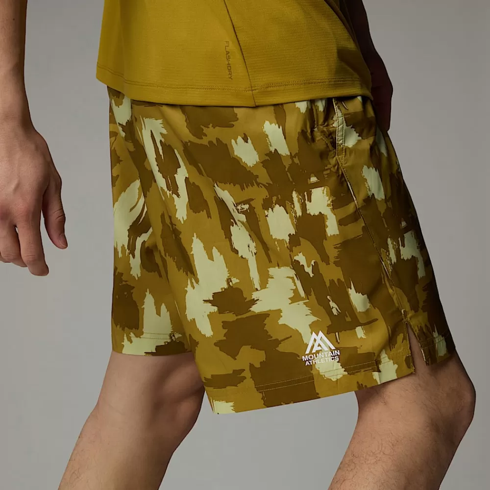 The North Face Shorts^Mountain Athletics 24/7 7" Shorts Med Tryk Til Herrer Amber Green Painted Mountains Print