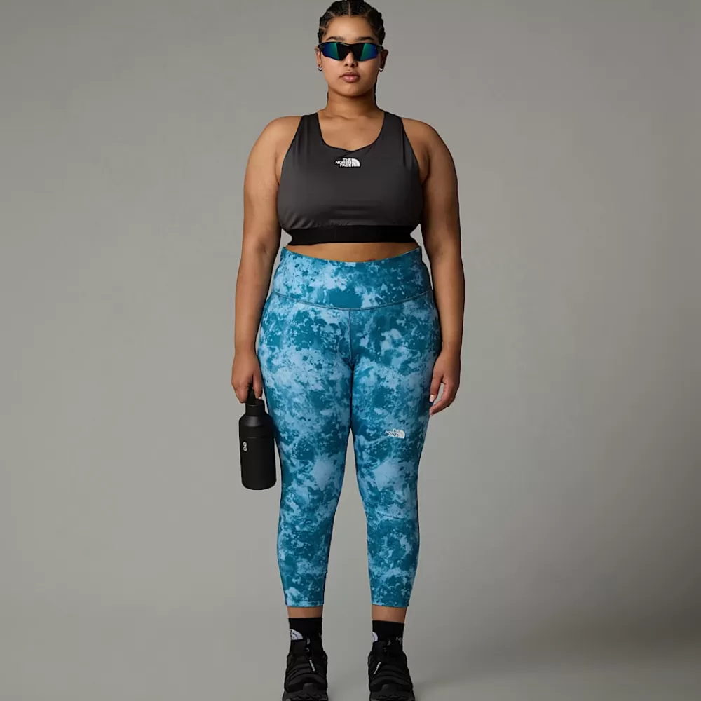The North Face Leggings | Curve & Plus Size Underdele^Plus Size Flex High Rise Leggings Med Print I Ankellængde Til Damer Mallard Blue Micro Halfdome Print