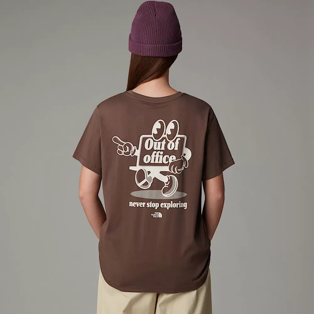 The North Face T-Shirts Og Trøjer^Relaxed Cartoon T-shirt Til Damer Smokey Brown-White Dune