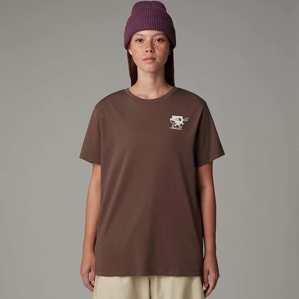 The North Face T-Shirts Og Trøjer^Relaxed Cartoon T-shirt Til Damer Smokey Brown-White Dune