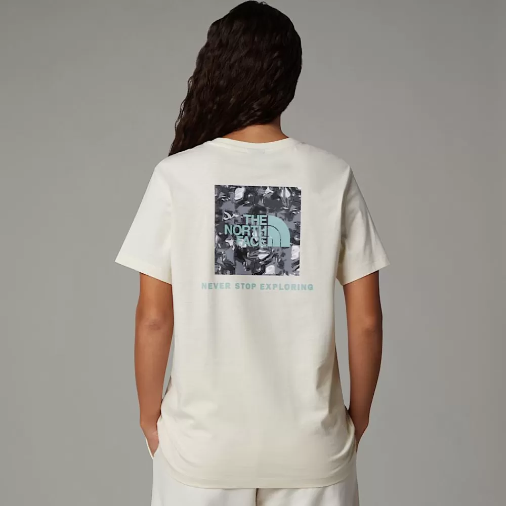 The North Face T-Shirts Og Trøjer^Relaxed Redbox Graphic T-shirt Til Damer White Dune-TNF Black Liquid Print