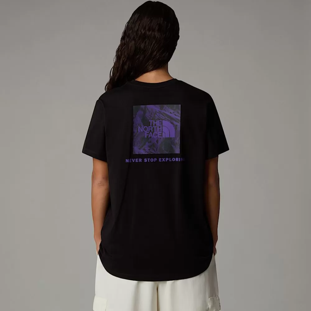 The North Face T-Shirts Og Trøjer^Relaxed Redbox Graphic T-shirt Til Damer TNF Black-Peak Purple 3D Summit Mesh Print