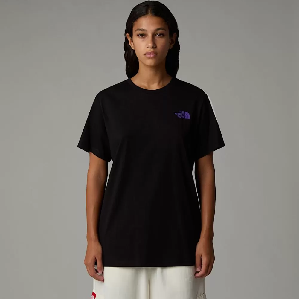 The North Face T-Shirts Og Trøjer^Relaxed Redbox Graphic T-shirt Til Damer TNF Black-Peak Purple 3D Summit Mesh Print