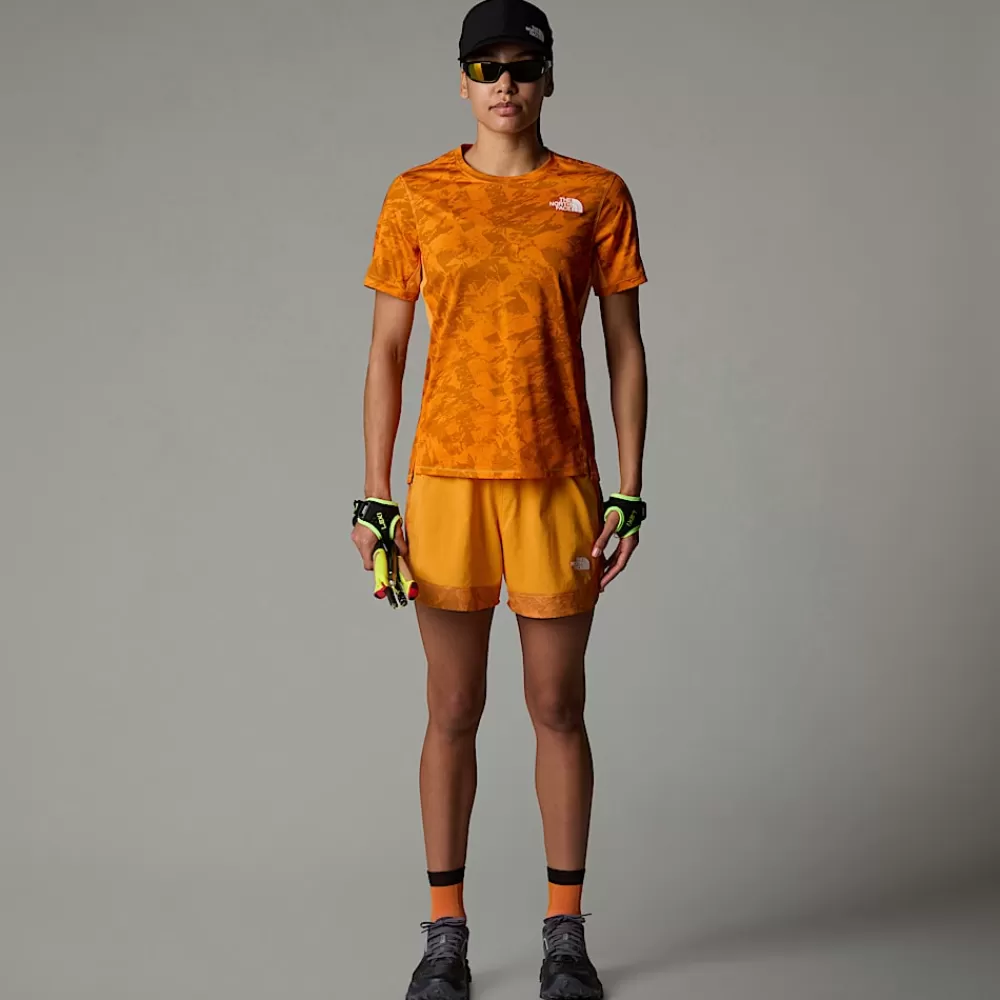 The North Face Koordinater | Shorts^Sunriser 4" Shorts Til Damer Apricot Glaze Mountain Traverse Print