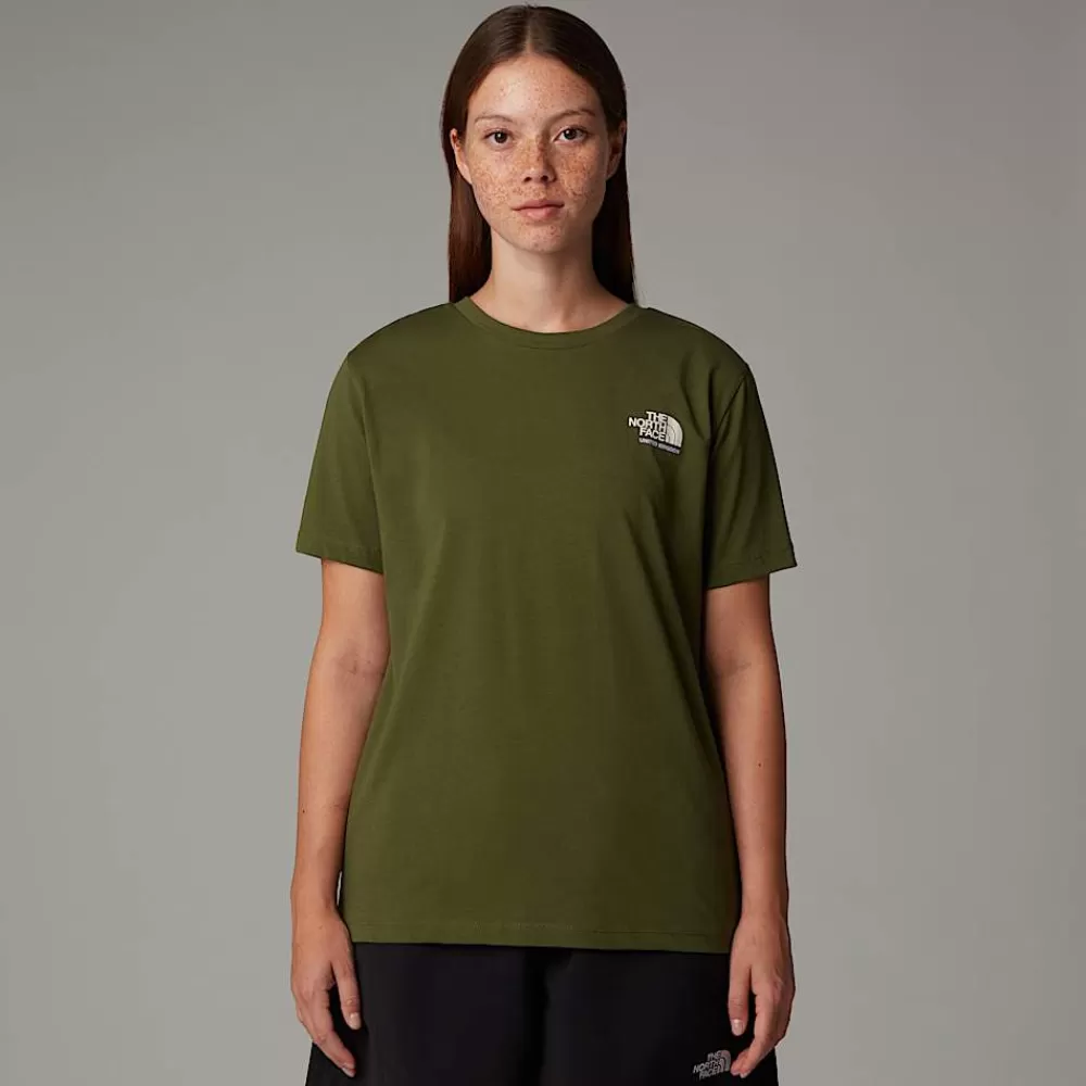 The North Face T-Shirts Og Trøjer^UK Redbox T-shirt Til Damer Terrarium Green - White Dune -Beetroot